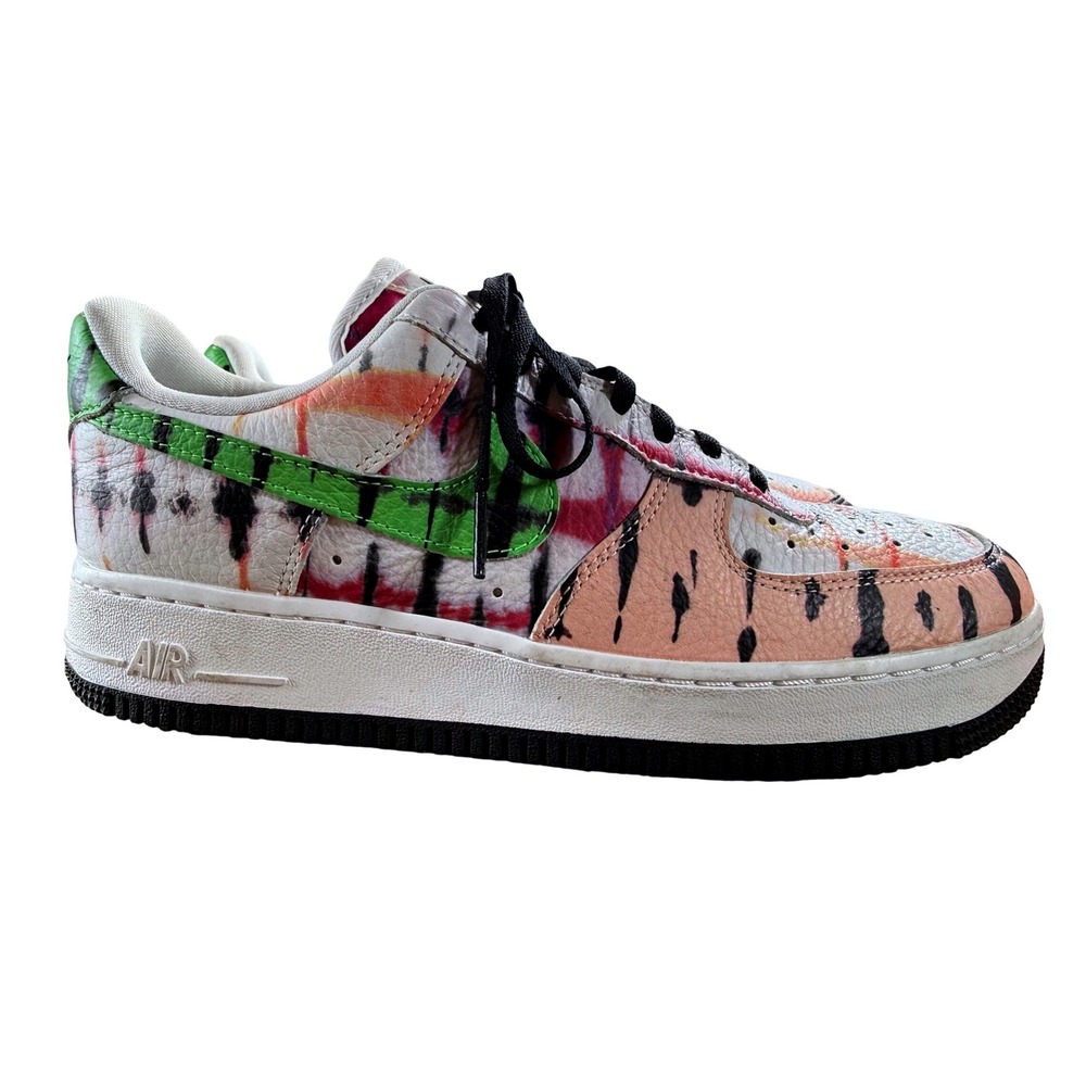 Nike Air Force 1 Low Tie Dye Multi-Color Black Green CK0840-100 Sneakers 8.5